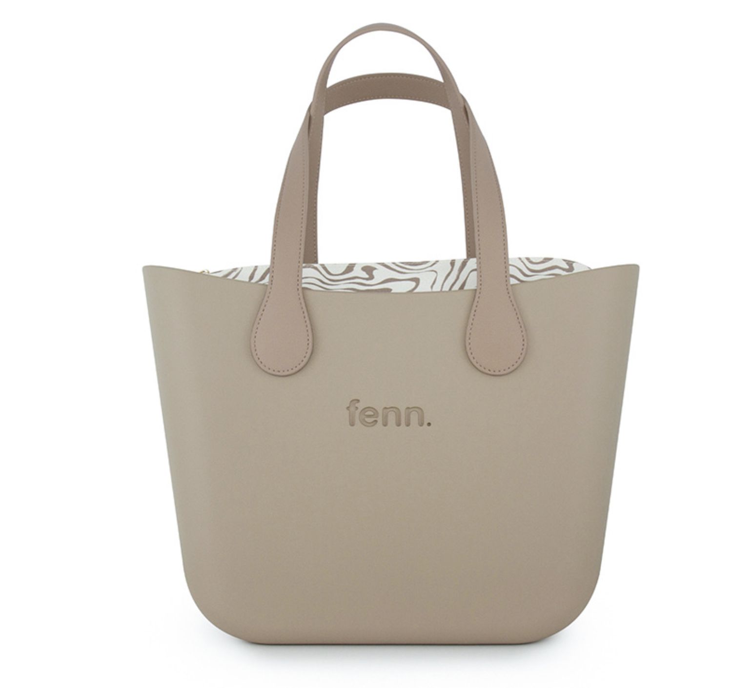 Fenn - Original Collection - Stone - Pattern Inner - Gold Zip - Light Stone Flat Handle