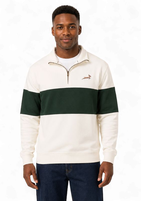 Old School *Springbok Classic Hoop 1/4 Zip-Cloud Dancer