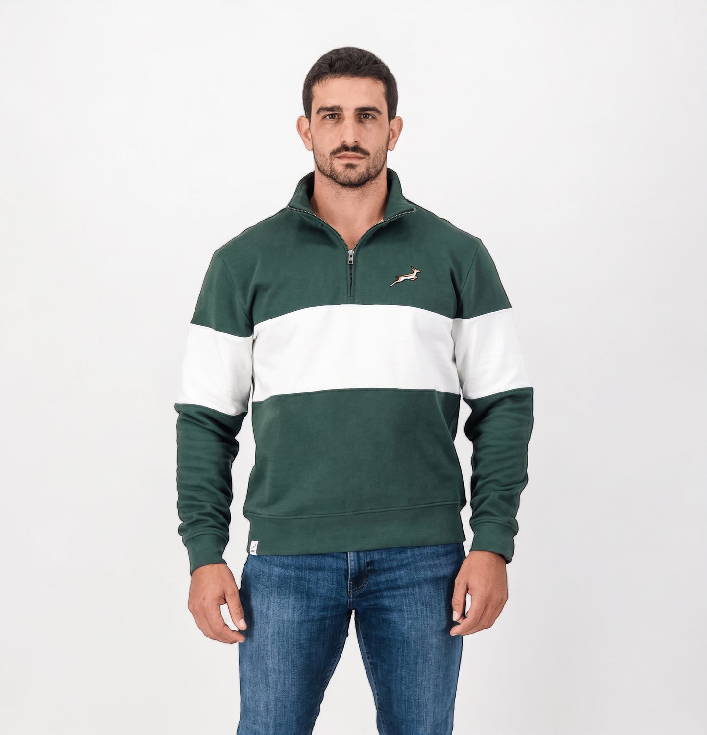 Old School *Springboks Classic Hoop Quarter Zip-OS Green