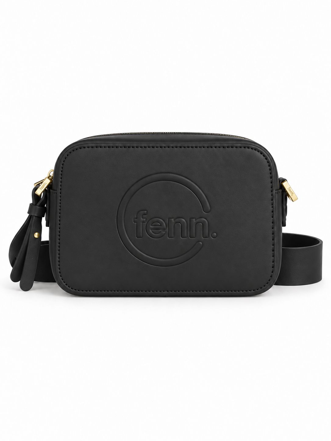 Fenn Collection - Cross Body - Black - Gold Zip - Black Strap -018-005, Colour: Black