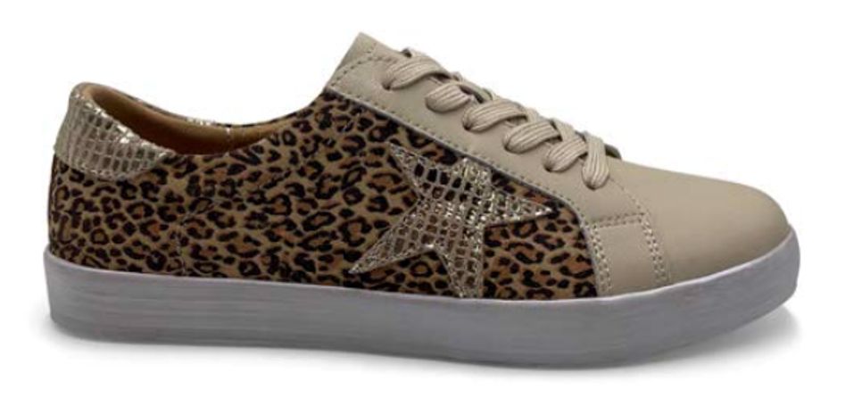 Julz - Sydney - Leopard ,Beige + Gold, Sizes: UK3 (36)