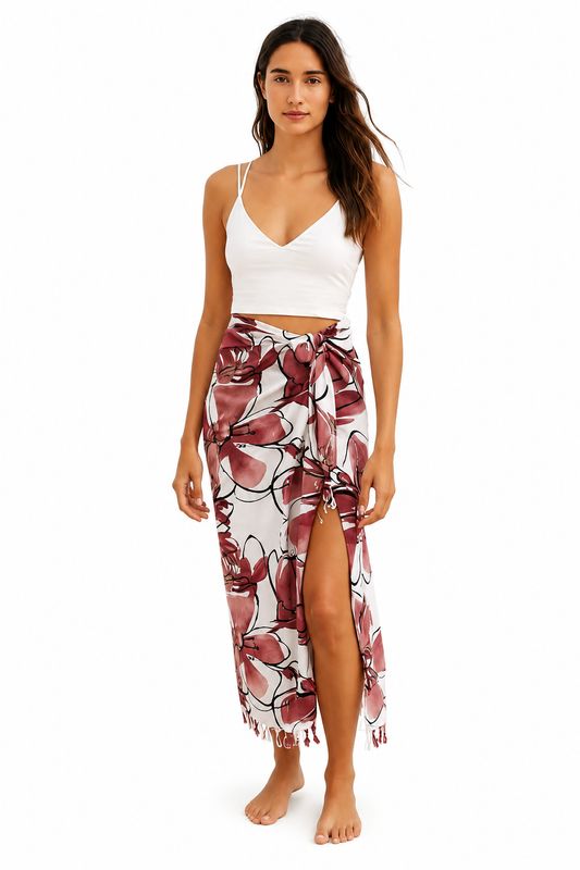 Indoblu - SRG - Sarong - Floral Maroon