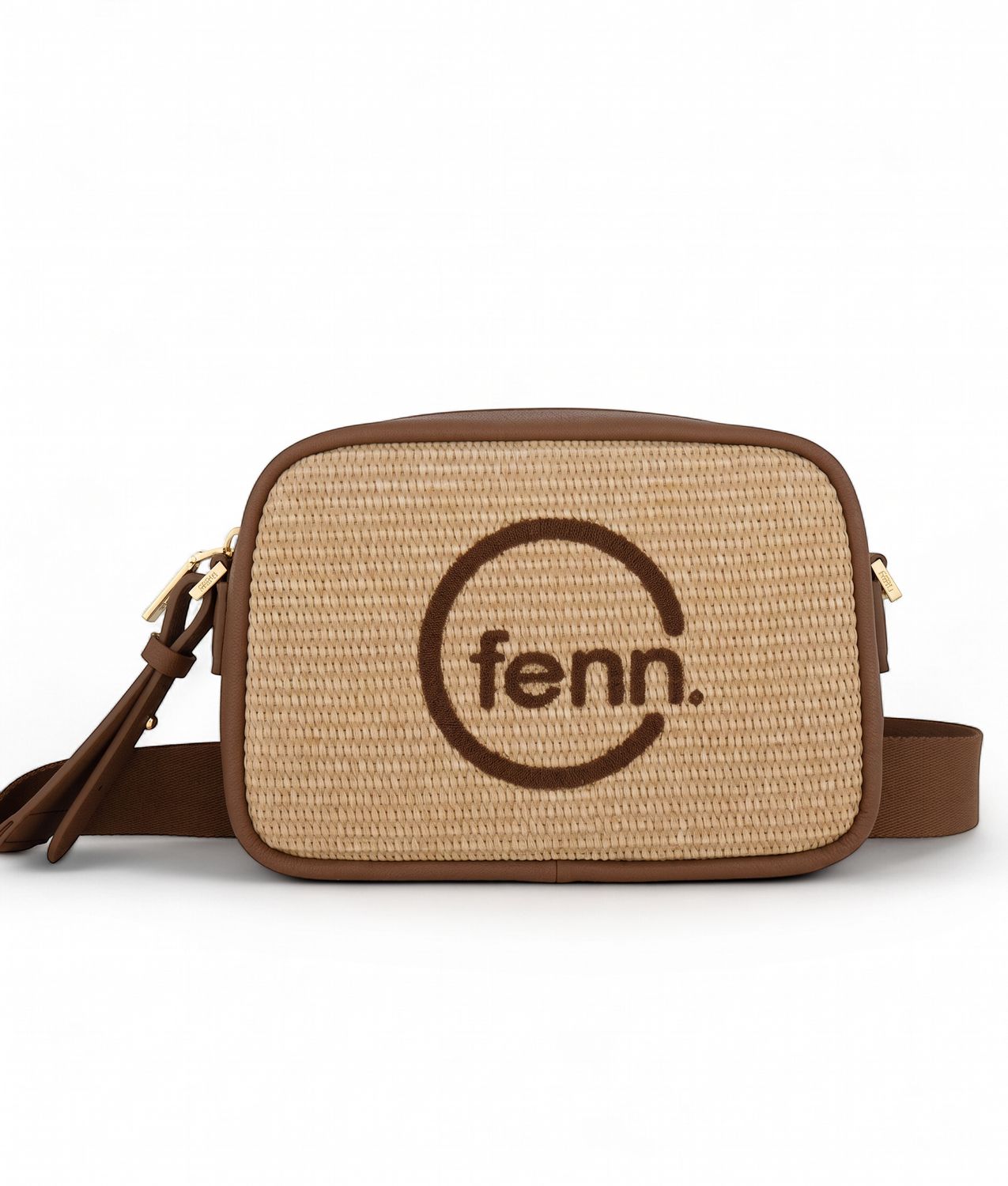 Fenn - Weave Cross Body – Wood Coffee/ Chocolate – Gold Zip – Wood Coffee/ Chocolate Strap