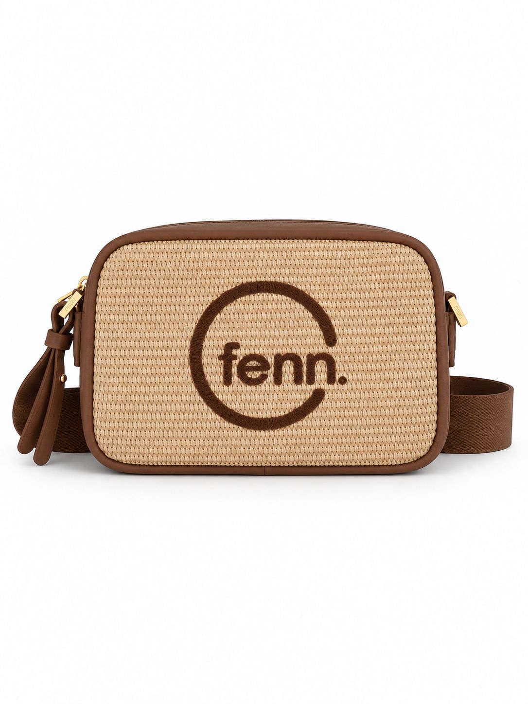Fenn - Weave Cross Body – Wood Coffee/ Chocolate – Gold Zip – Wood Coffee/ Chocolate Strap