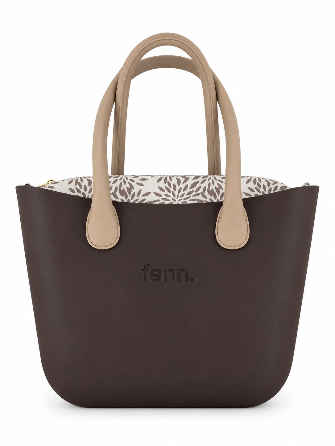 Fenn - Original Collection-Chocolate-Pattern Inner-Gold Zip-Light Stone Round Handles
