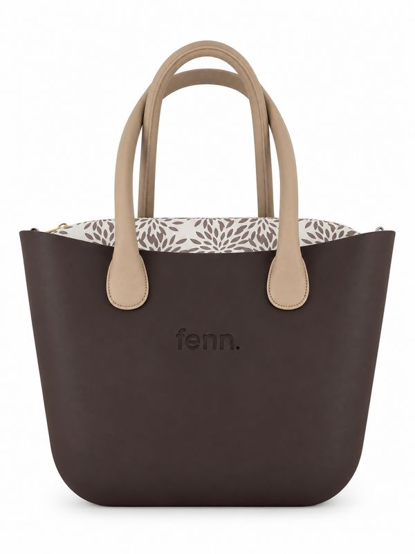 Fenn - Original Collection-Chocolate-Pattern Inner-Gold Zip-Light Stone Round Handles