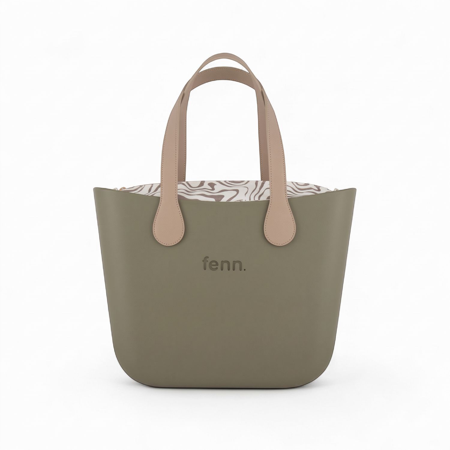 Fenn - Original Collection -Watercress-Pattern Inner-Gold Zip-Light Stone Flat Handles