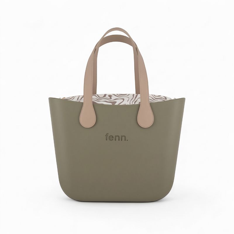 Fenn - Original Collection -Watercress-Pattern Inner-Gold Zip-Light Stone Flat Handles