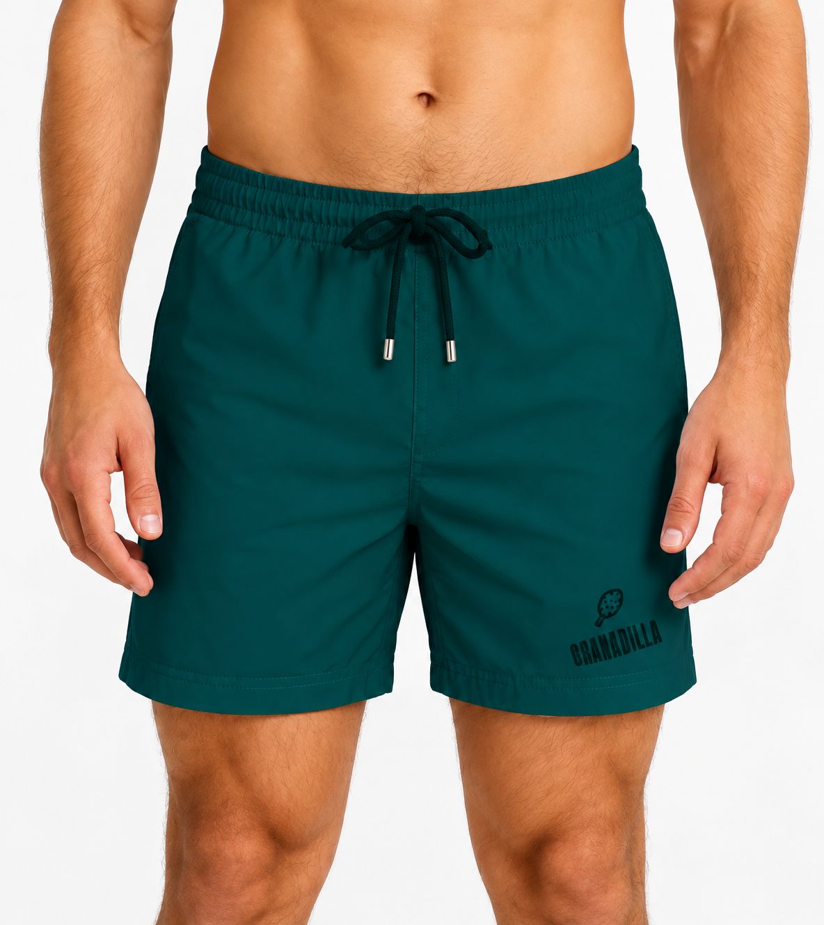 Granadilla - Mid-Length Swim Shorts | Plain Embroidery / Green, Sizes: Small