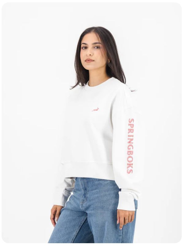 Old School *Springboks Ladies Heritage Crew Sweat White