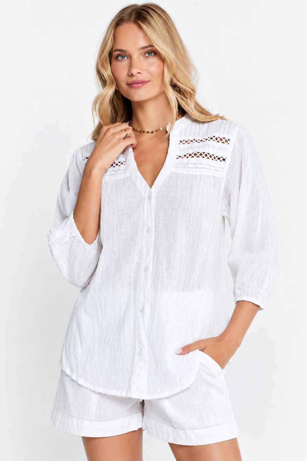 Lulalife Leverne Tucked Shirt - White, Size.: XS