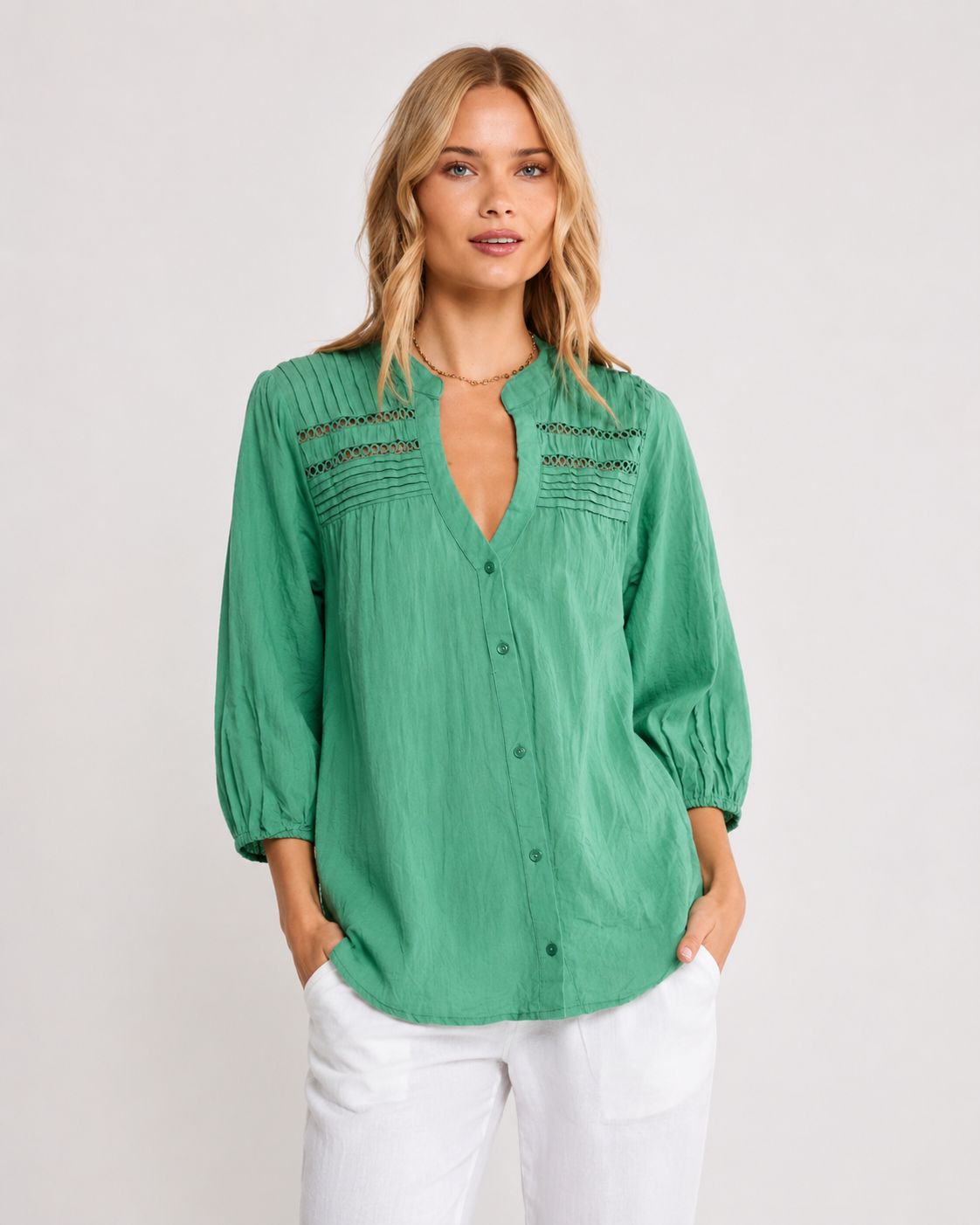 Lulalife Leverne Tucked Shirt - Gumleaf, Size.: XS