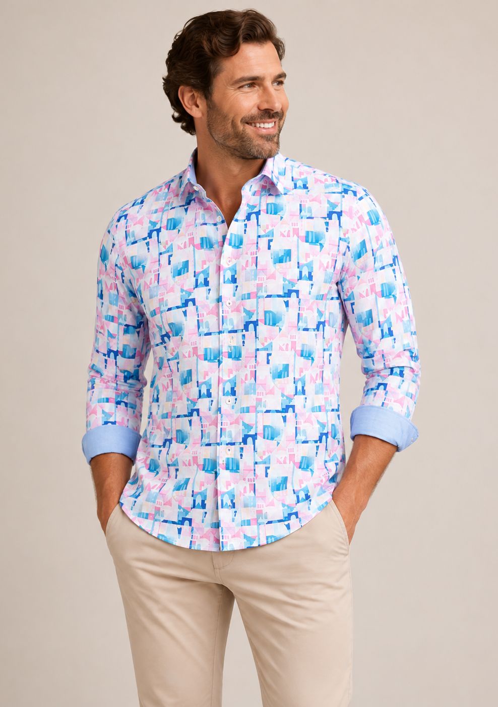 FNF - L/S Shirt - Abstract City - 33.014.430, Size.: X-Small