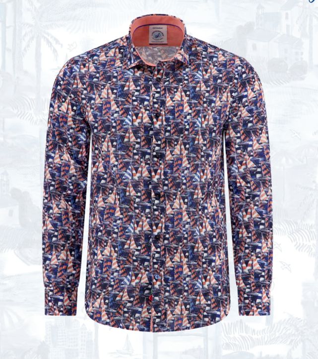 FNF -33.004.604 - L/S Shirt - Sailing Boats, Size.: X-Small