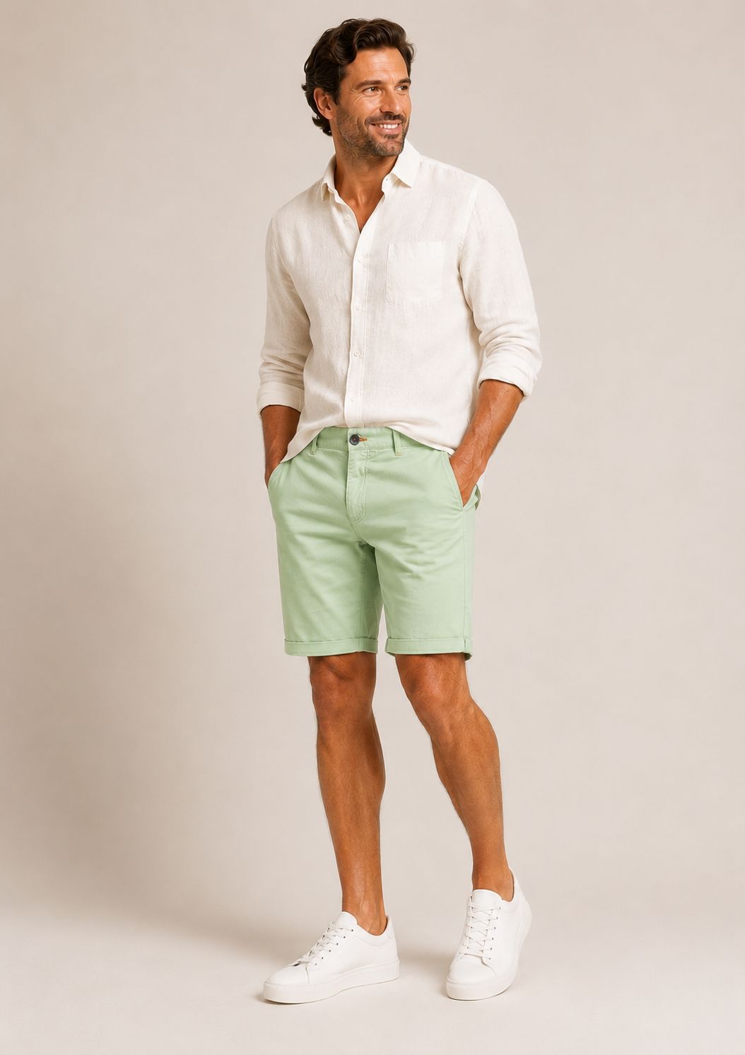 FNF - Bermuda Shorts - Garment Dye - Olive Green - 33.221.302, Size.: 30 (8 )