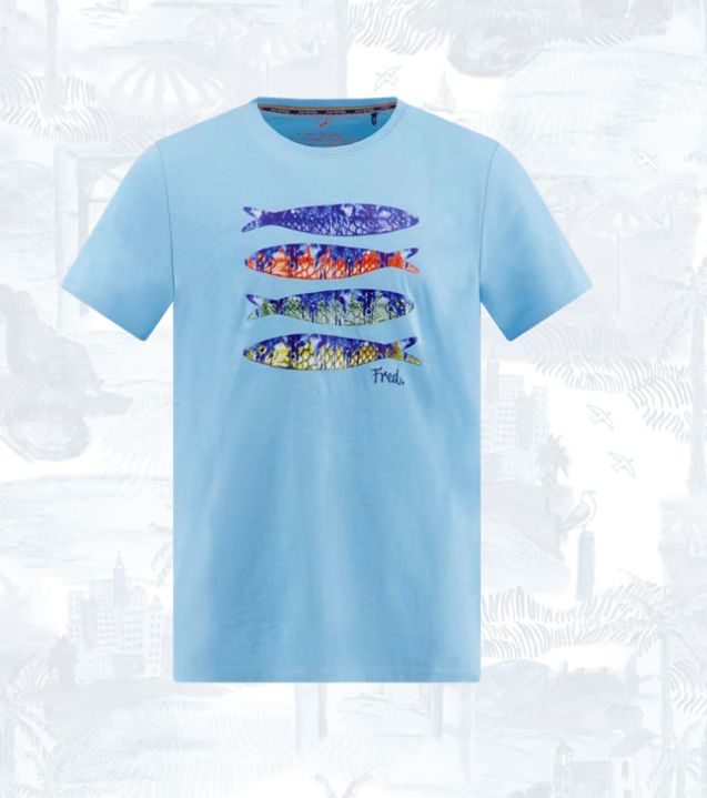 FNF - 33.401-610 - S/S T-Shirt Fish Print - Light Blue, Size.: Medium