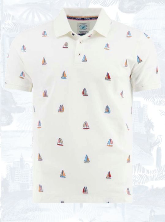 FNF -33.308-101 - S/S Polo Sailing Boats - Off White, Size.: X-Small