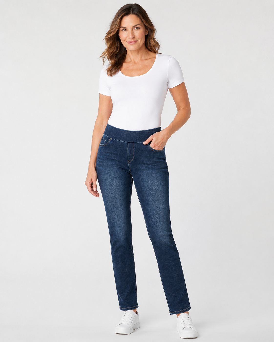 FDJ - Lightweght Knit Denim - Pull on Straight Leg - Dark Wash, Size.: XS