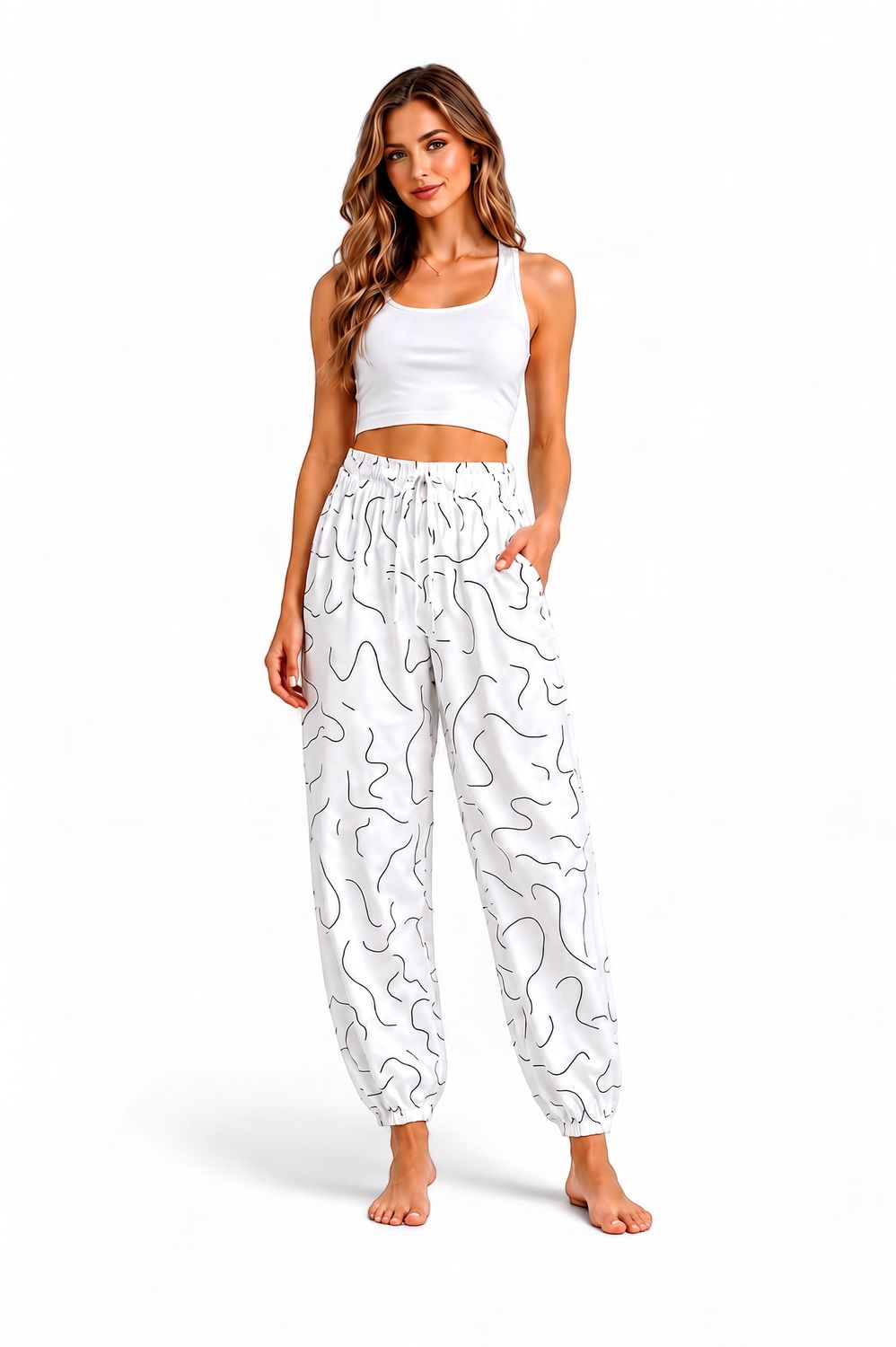 Indoblu - LP7 - Relaxed Pants - Cacing - White, Sizes: Regular S-L