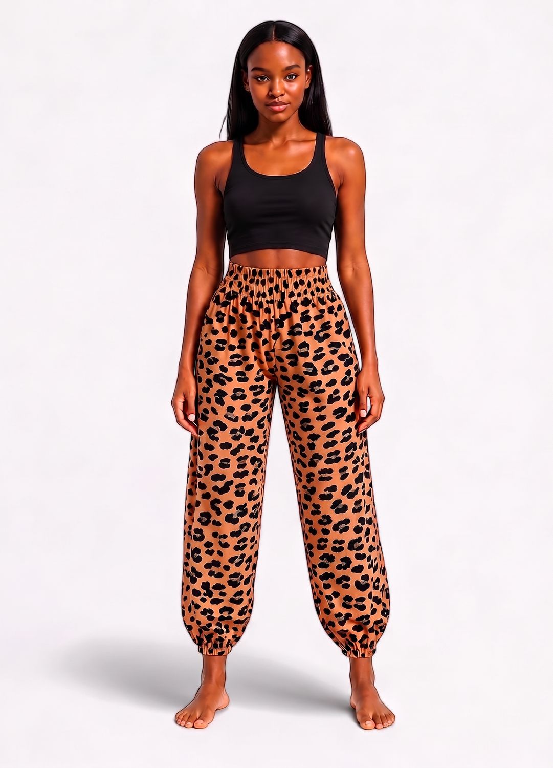 Indoblu - LP7 - Relaxed Pants - Leopard - Caksu, Sizes: Regular S-L