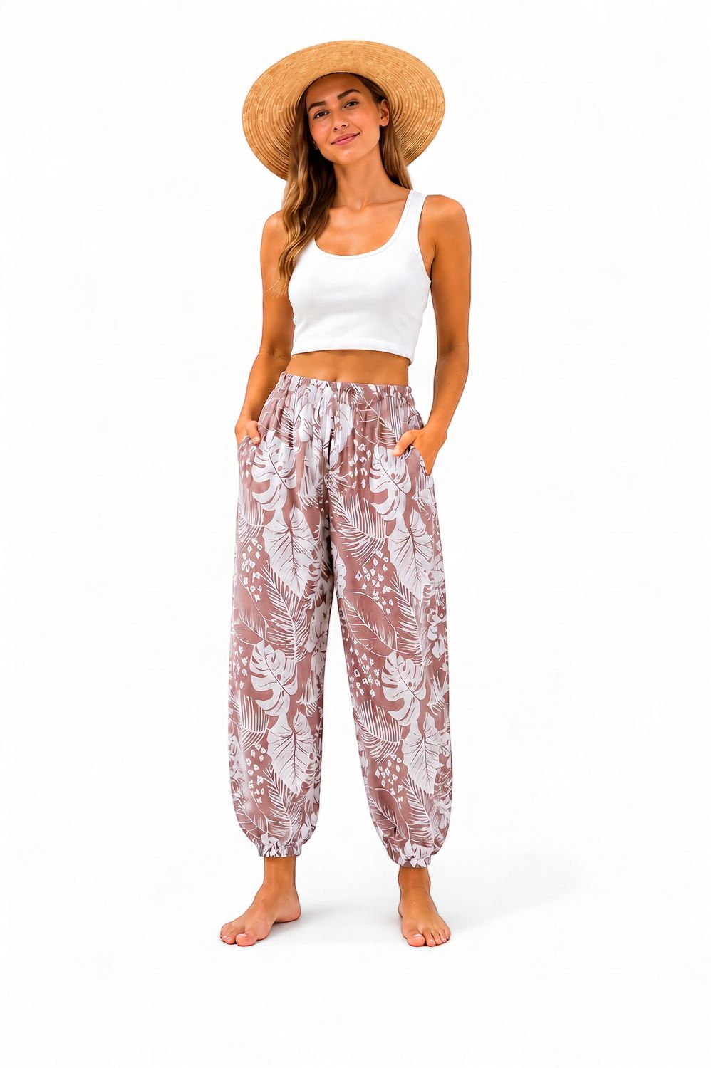Indoblu - LP7 - Relaxed Pants - Floral - Salem, Sizes: Regular S-L