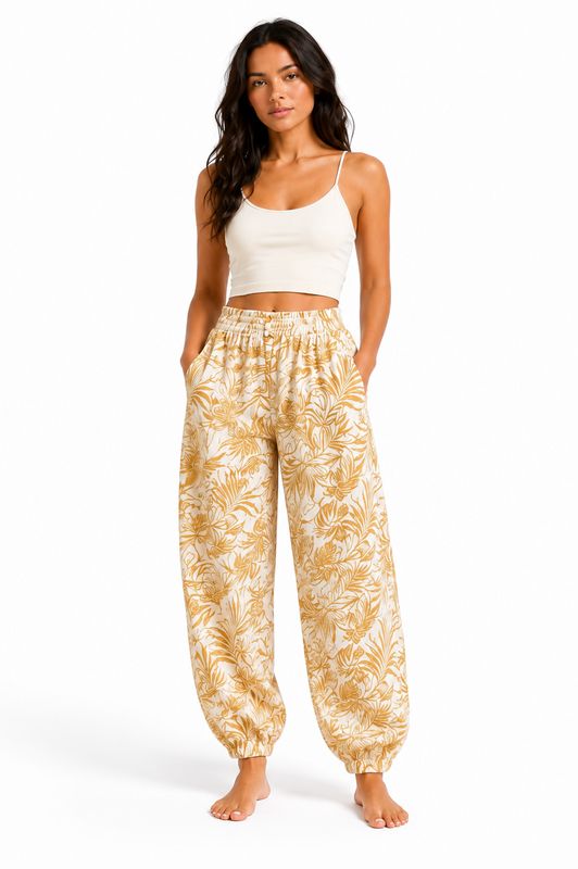 Indoblu - LP7 - Relaxed Pants - Palm - Cream