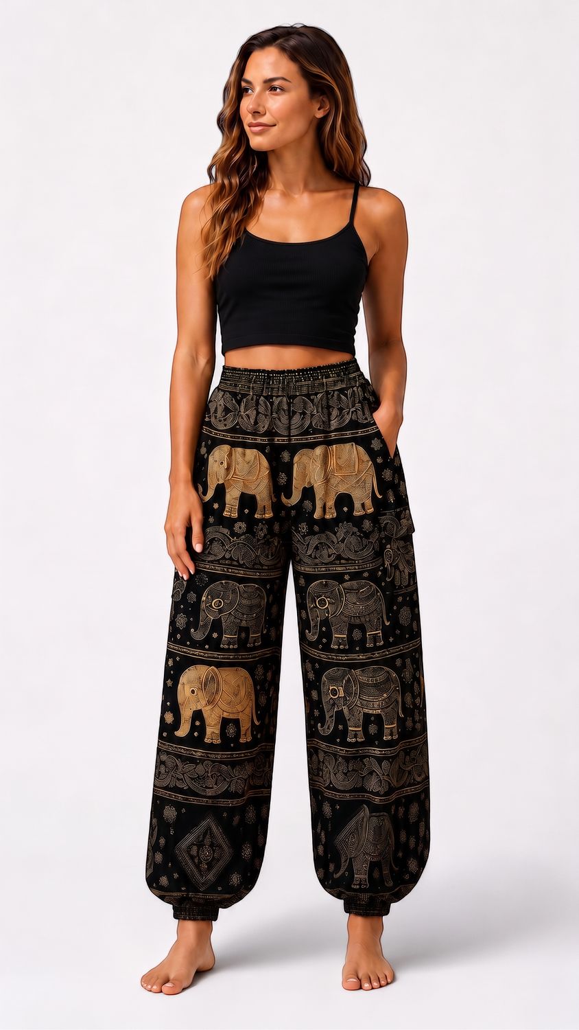 Indoblu - LP7 - Relaxed Pants - Elephant - Hitman, Sizes: Regular S-L