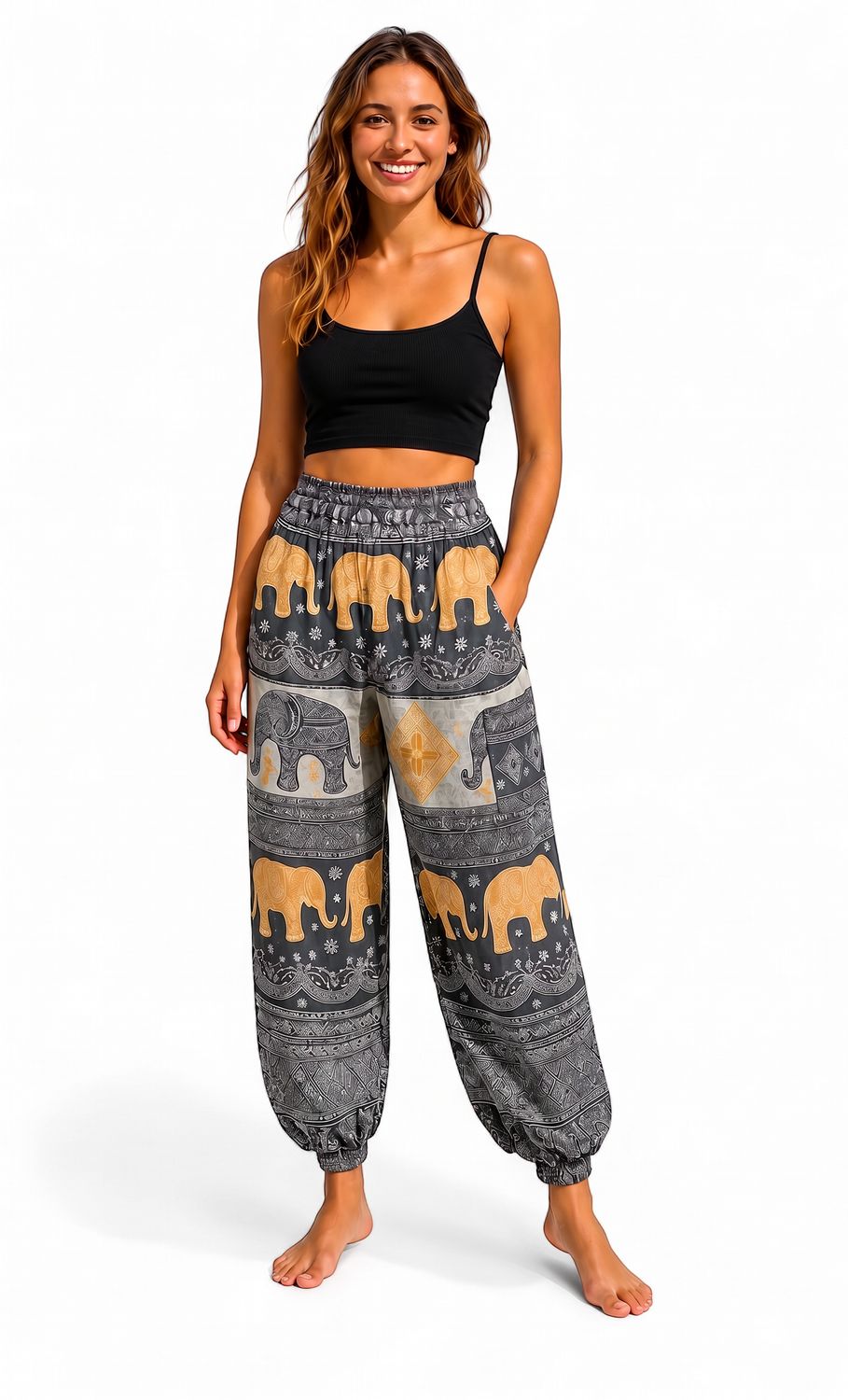 Indoblu - LP7 - Relaxed Pants - Elephant - Grey, Sizes: Regular S-L