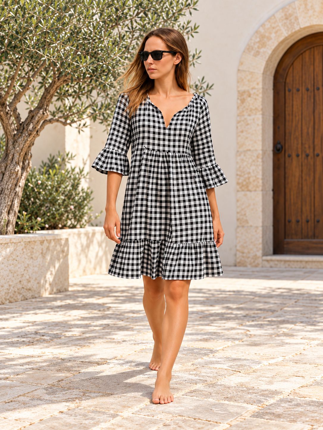Indoblu - MD3 - Midi Dress - Black/White