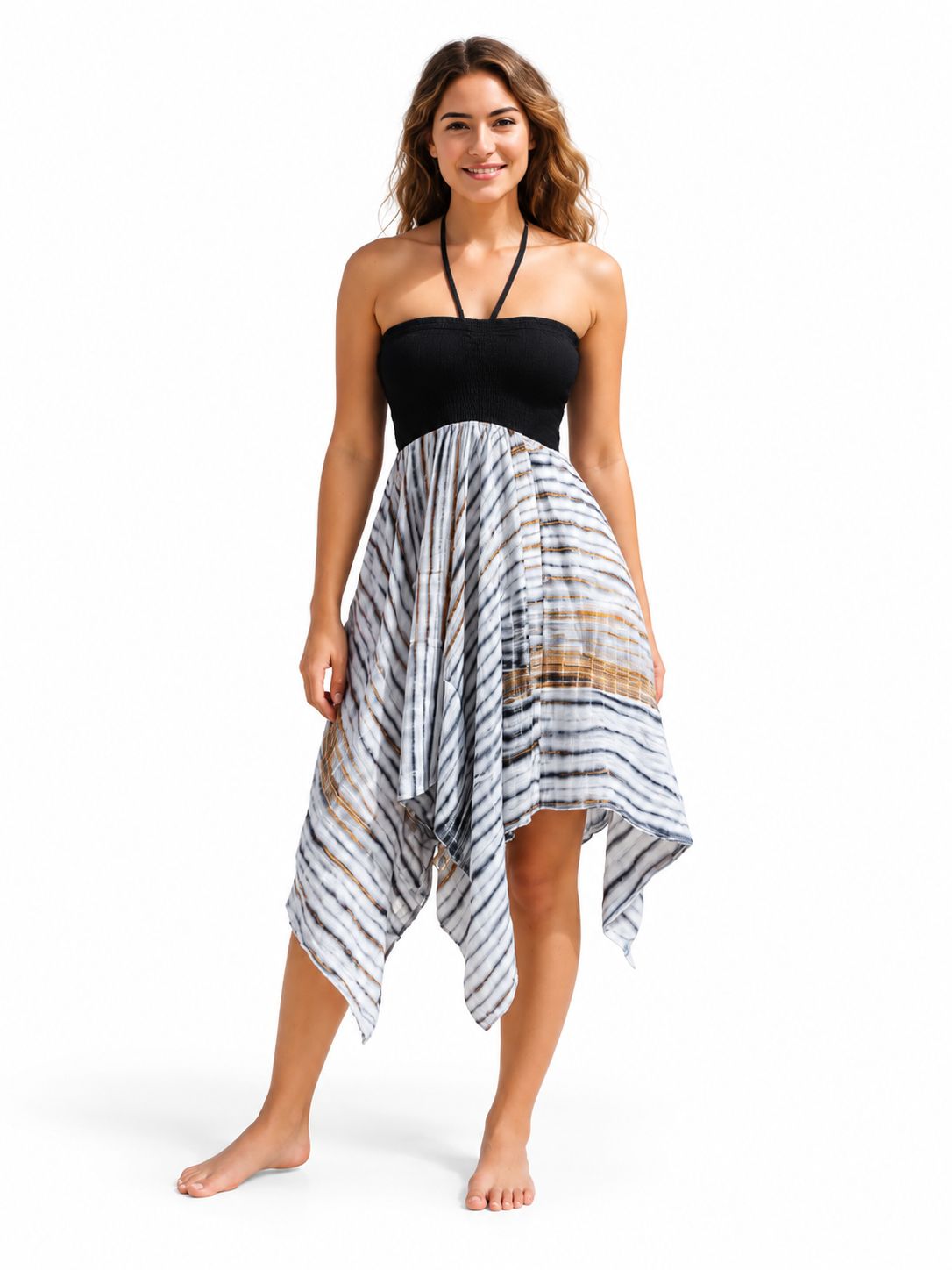 Indoblu - MD6 - Midi Dress - White Brown