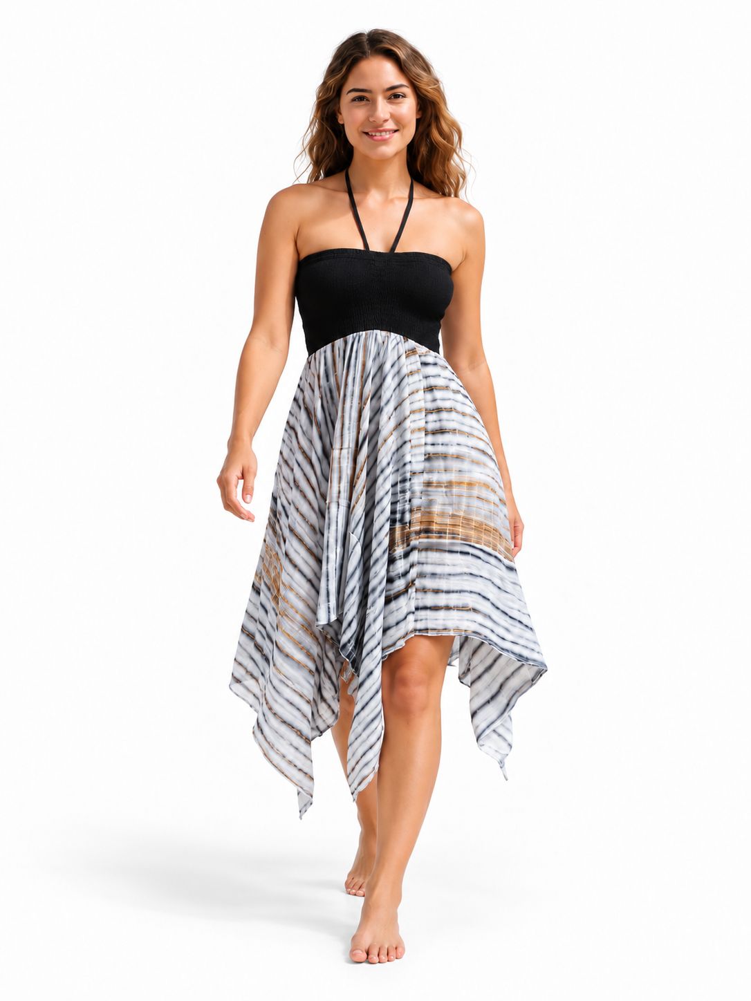 Indoblu - MD6 - Midi Dress - White Brown