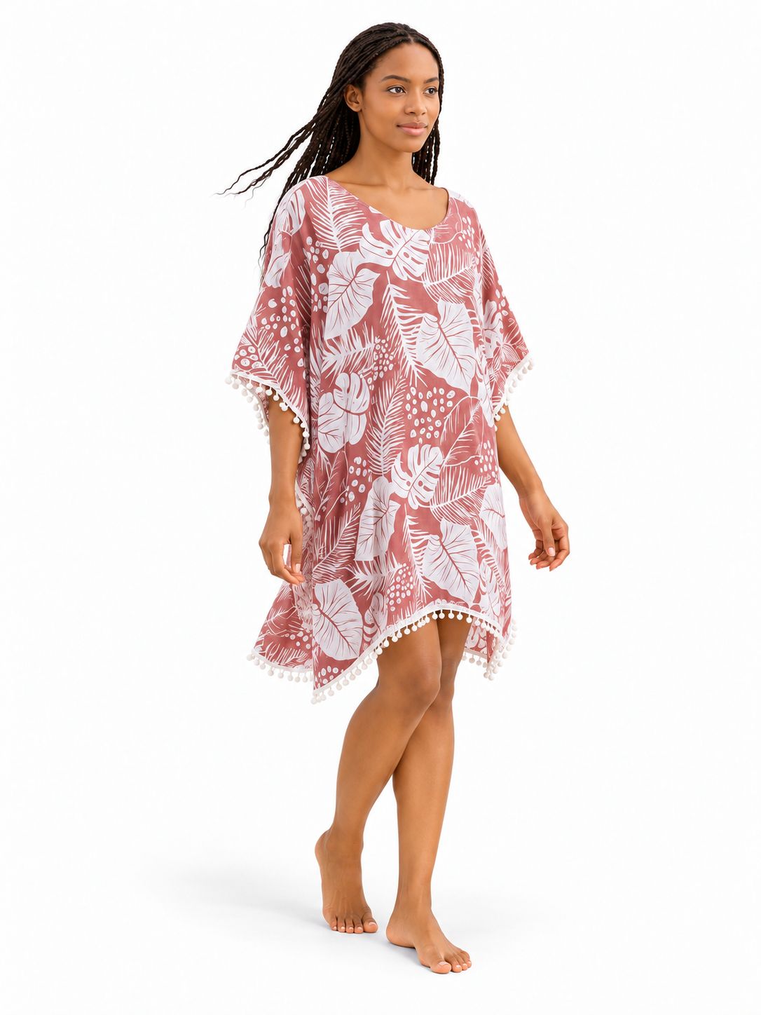 Indoblu - Tropical Leaf Kaftan - Salem