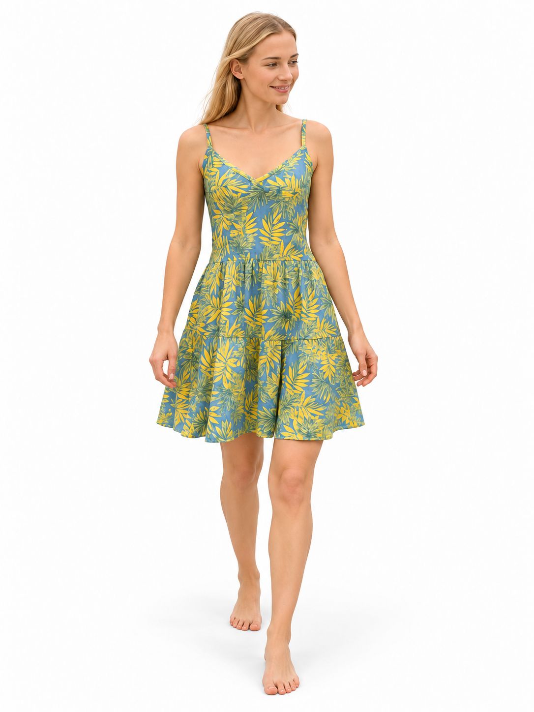 Indoblu - SD3 - Mini Dress - Yellow/Grey