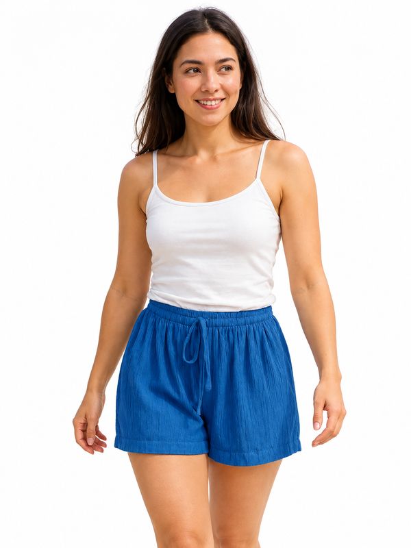 Indoblu - LS1 - Ladies shorts - Krinkle - Blue