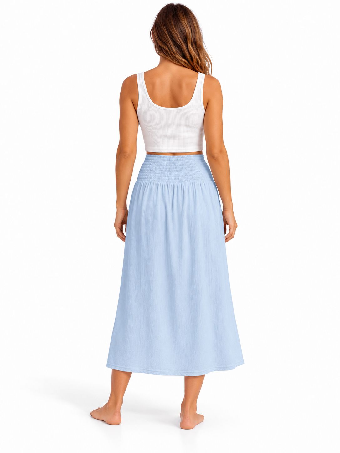 Indoblu - LLS - Ladies Flowy Skirt - Krinkle  - White