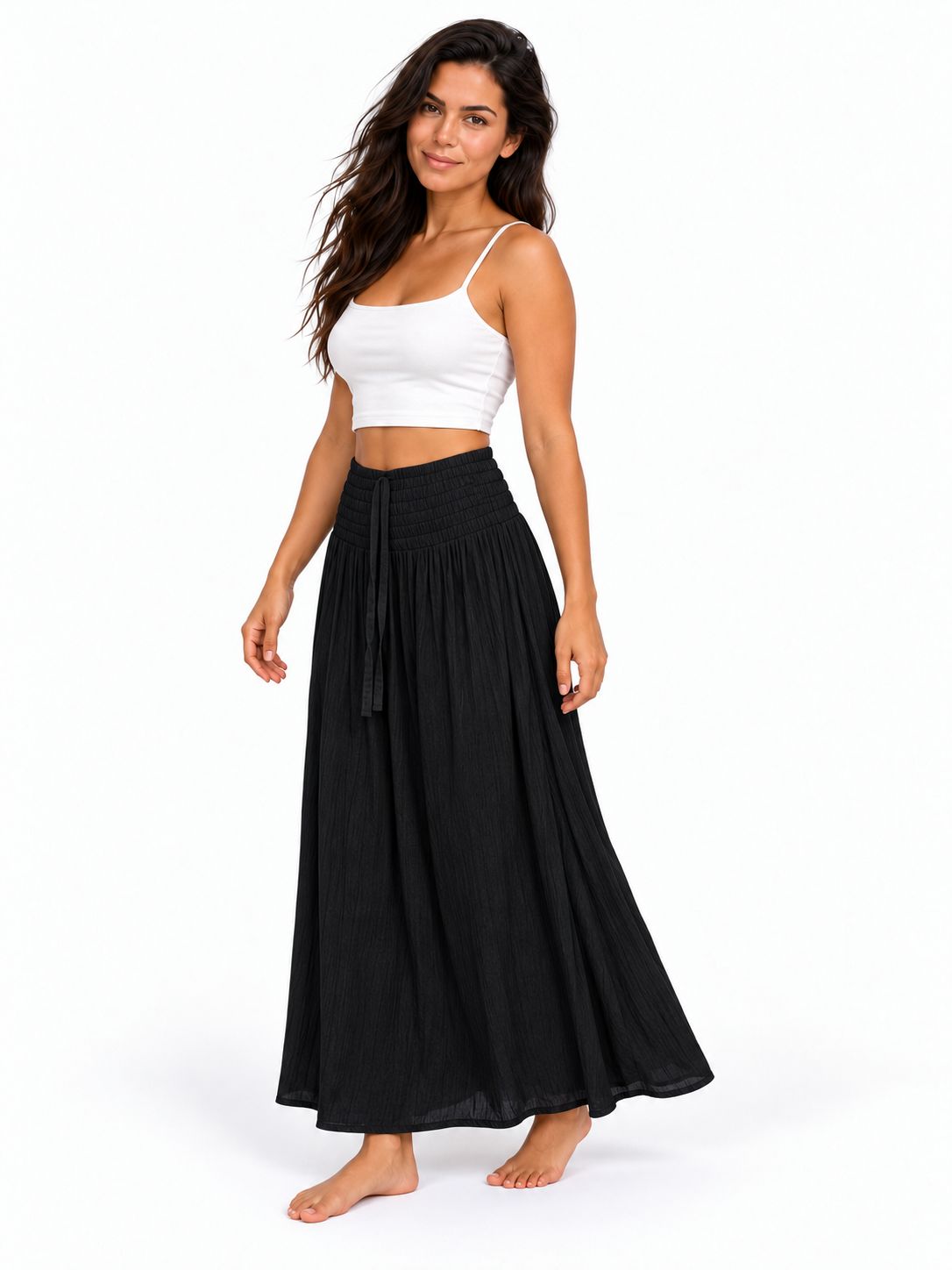 Indoblu - LLS - Ladies Flowy Skirt - Krinkle  - Black