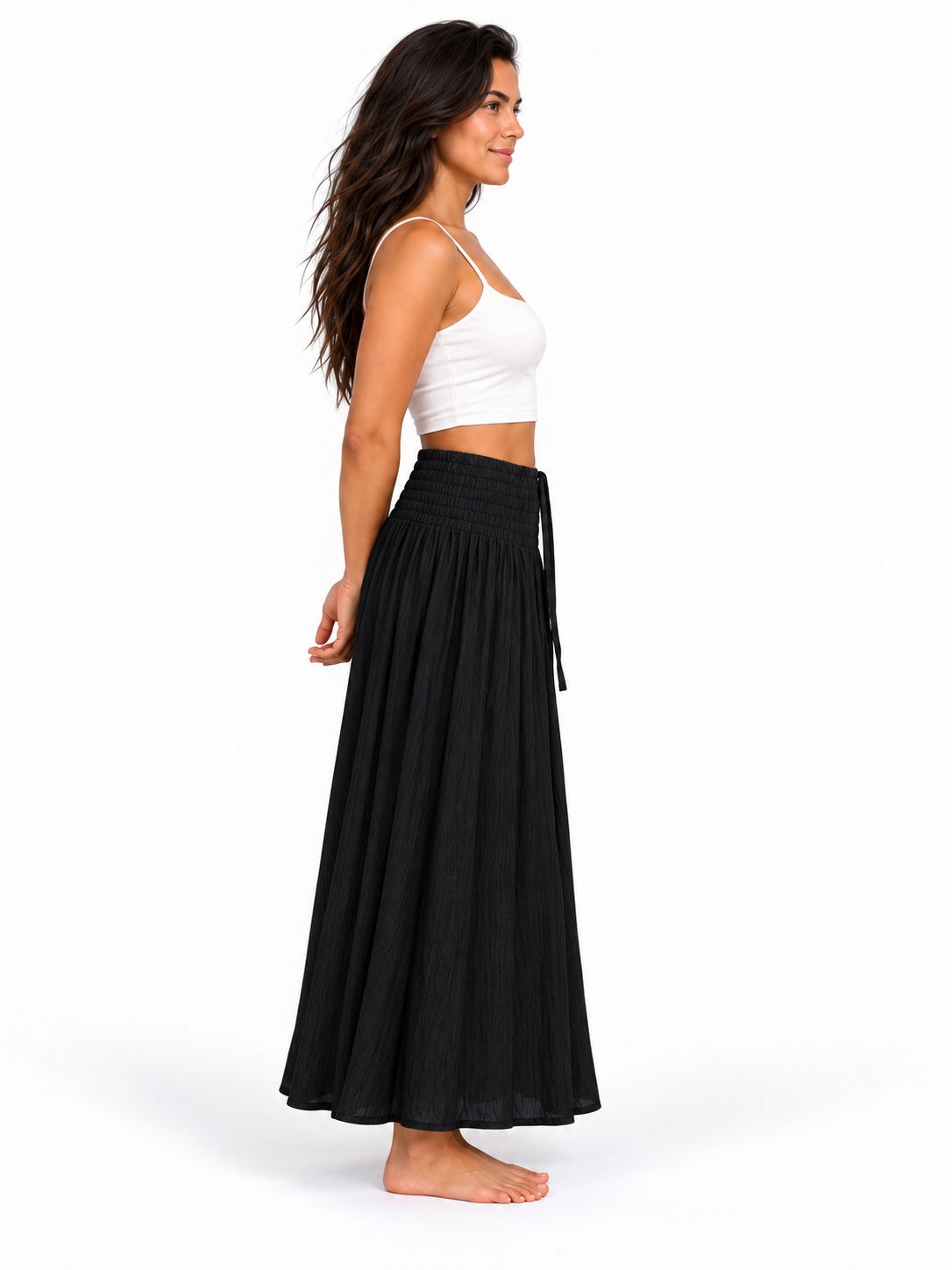 Indoblu - LLS - Ladies Flowy Skirt - Krinkle  - Black