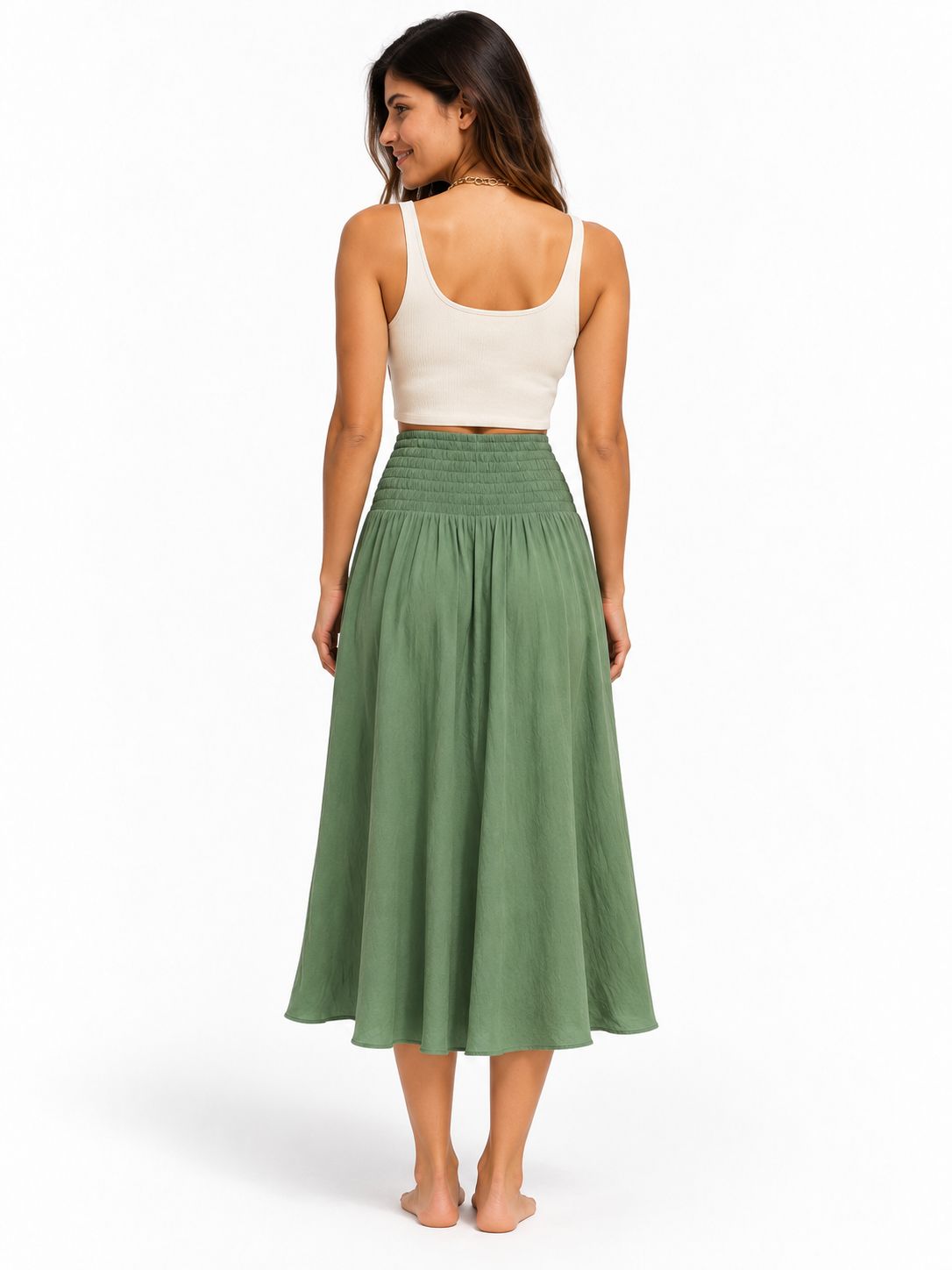 Indoblu - LLS - Ladies Flowy Skirt - Krinkle  - Army