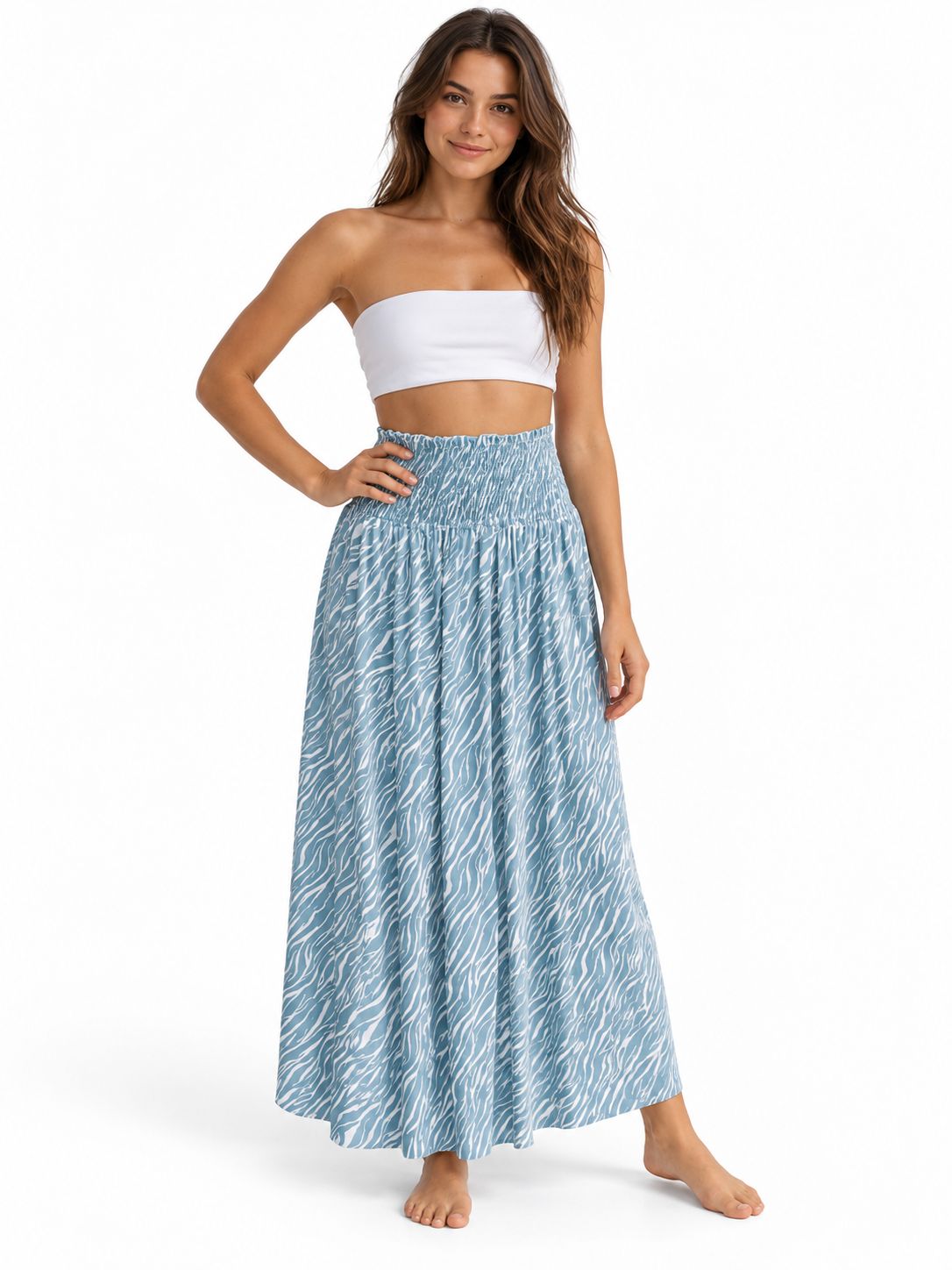 Indoblu - LLS - Ladies Flowy Skirt - Wavy - Light Blue