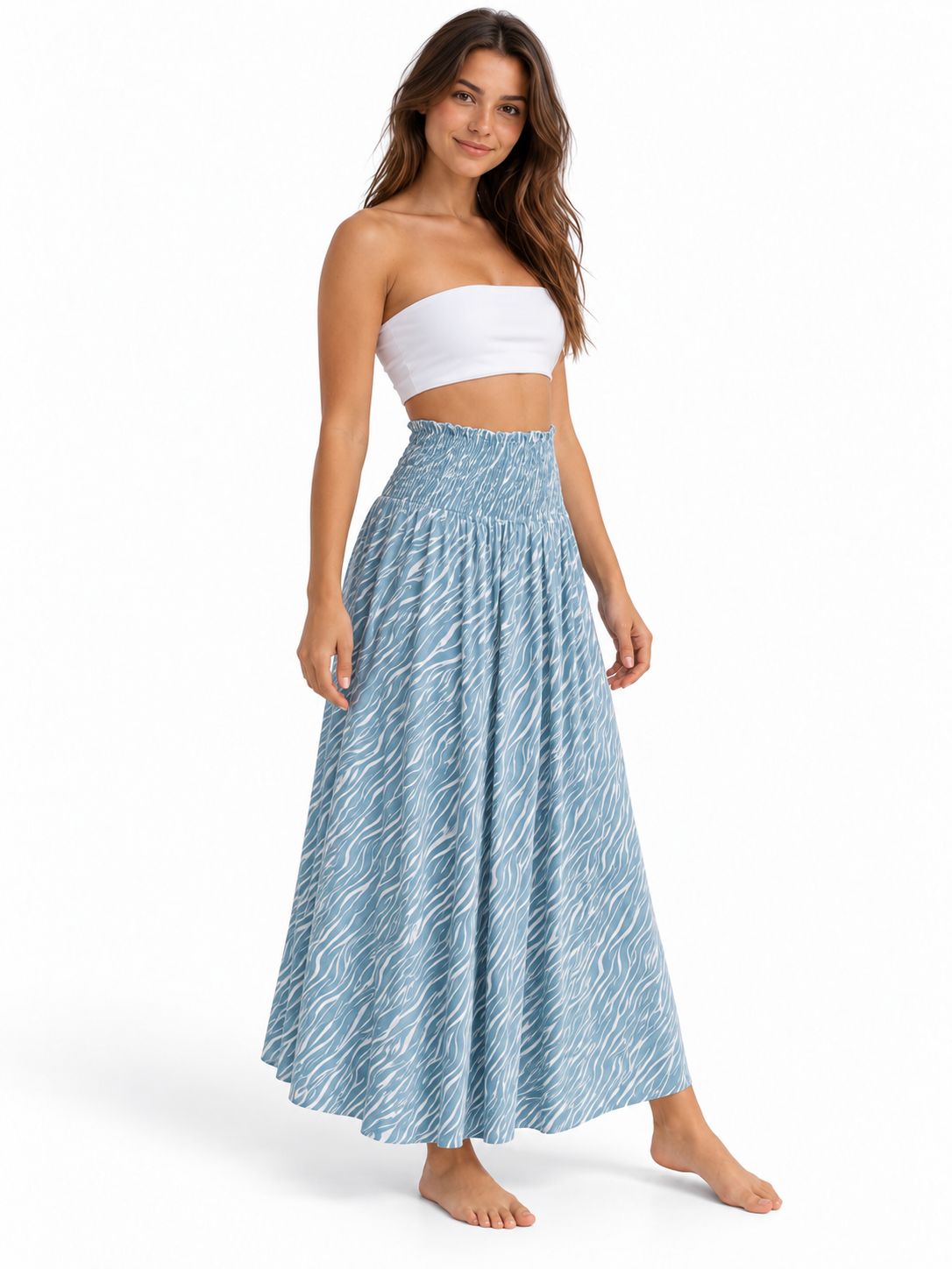 Indoblu - LLS - Ladies Flowy Skirt - Wavy - Light Blue