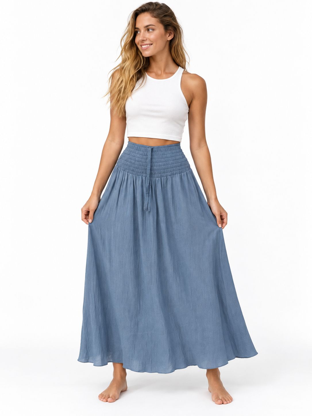 Indoblu - LLS - Ladies Flowy Skirt - Krinkle  - Grey