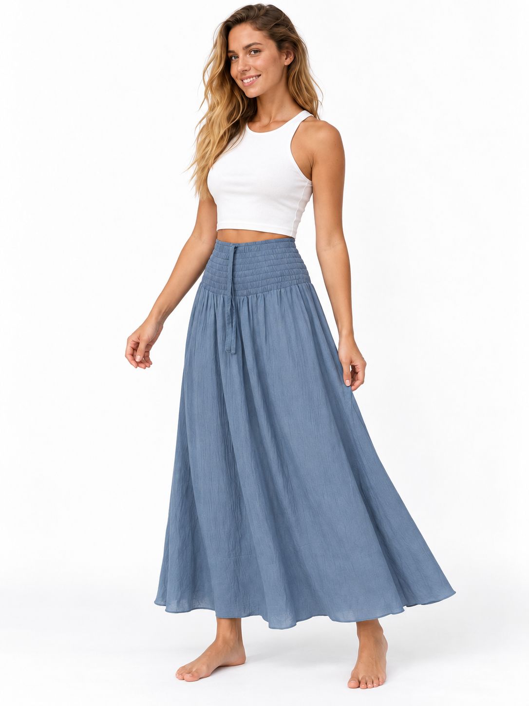 Indoblu - LLS - Ladies Flowy Skirt - Krinkle  - Grey