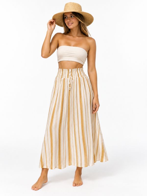 Indoblu - LLS - Ladies Flowy Skirt - Stripes - Tan