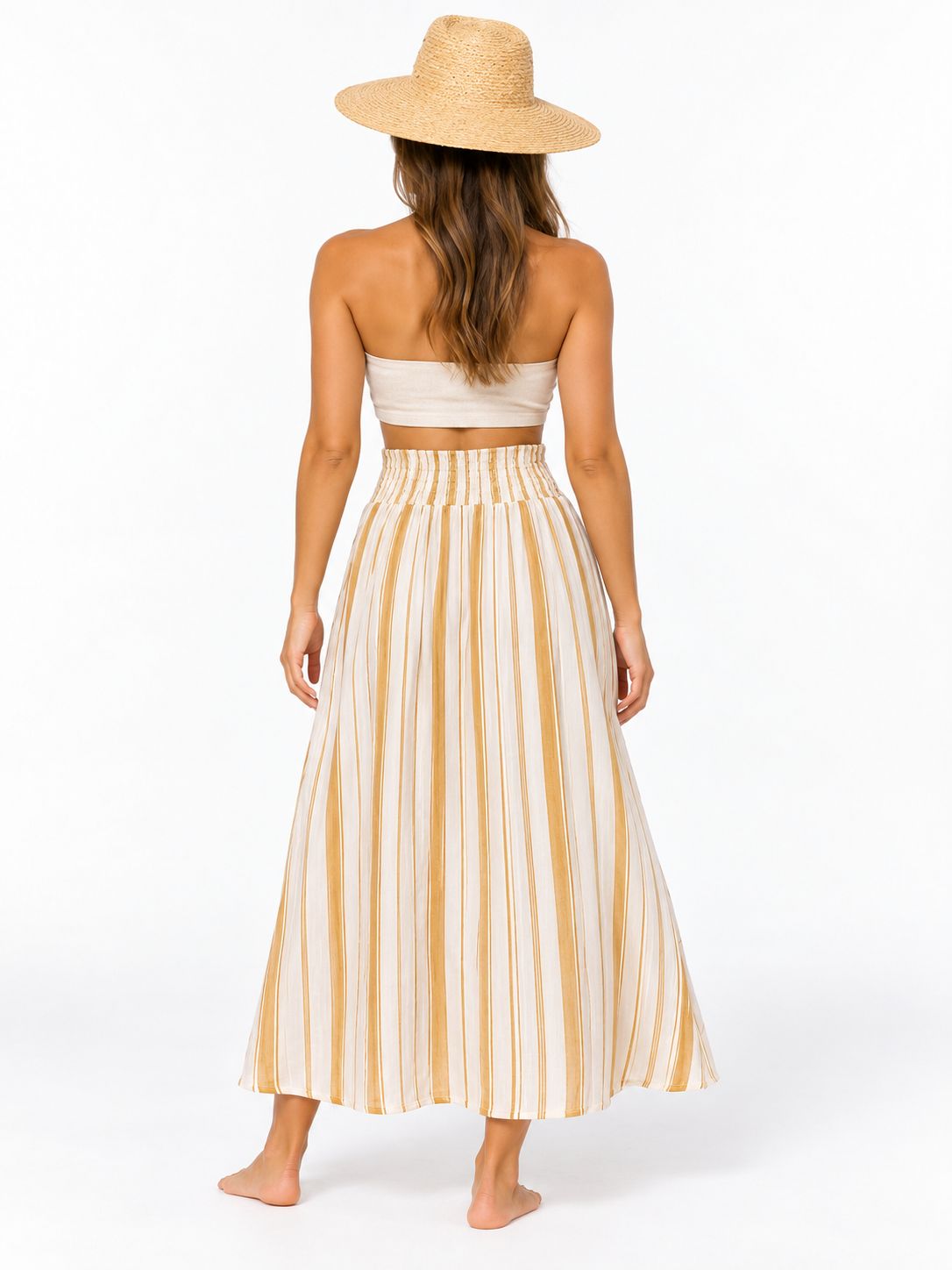 Indoblu - LLS - Ladies Flowy Skirt - Stripes - Tan
