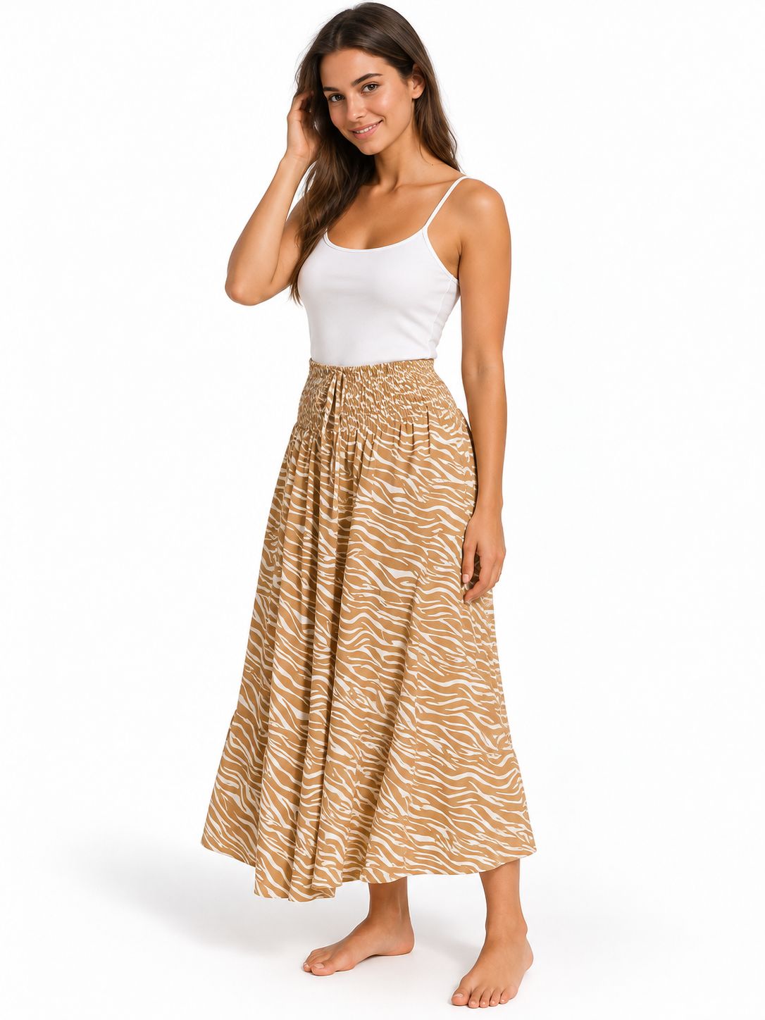 Indoblu - LLS - Ladies Flowy Skirt - Wavy - Tan