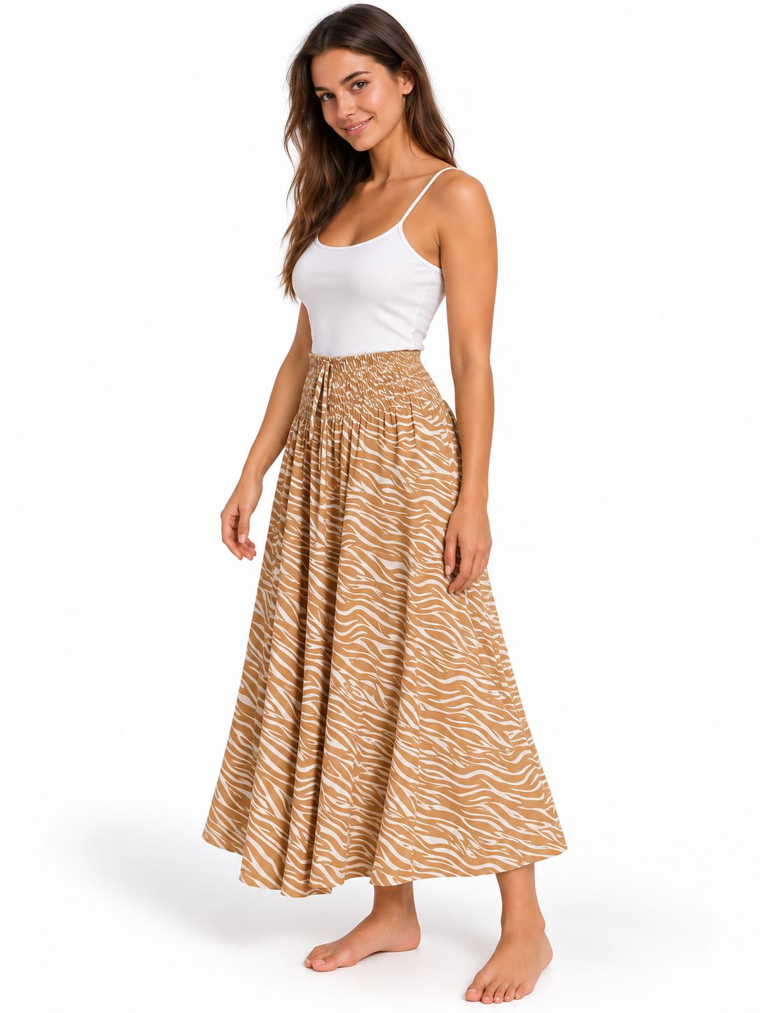 Indoblu - LLS - Ladies Flowy Skirt - Wavy - Tan