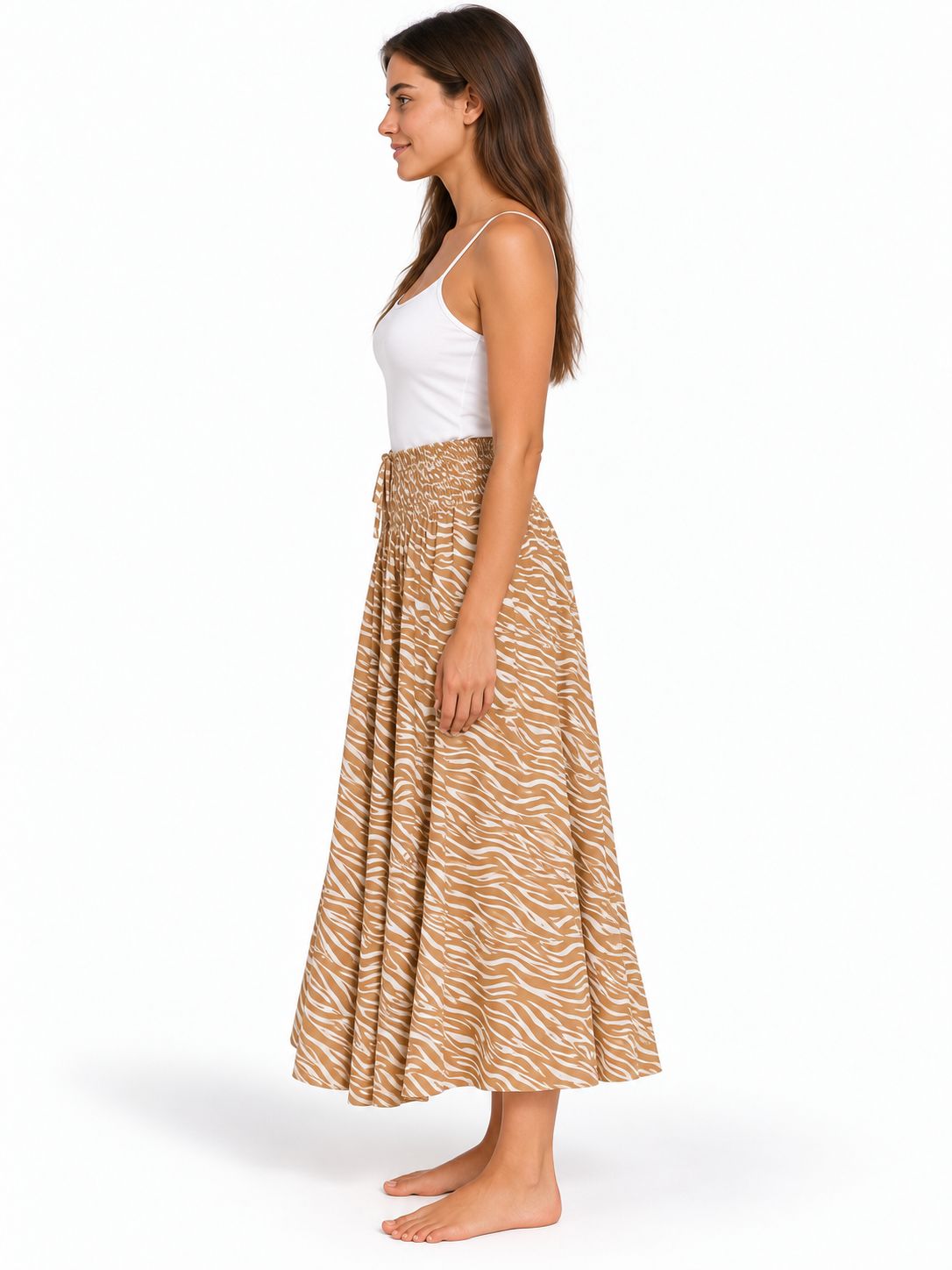 Indoblu - LLS - Ladies Flowy Skirt - Wavy - Tan