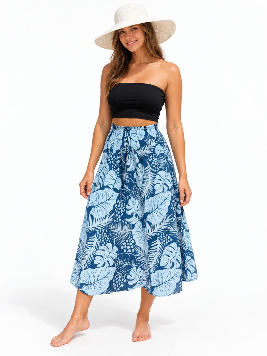 Indoblu - LLS - Ladies Flowy Skirt - Broad Leaf - Navy