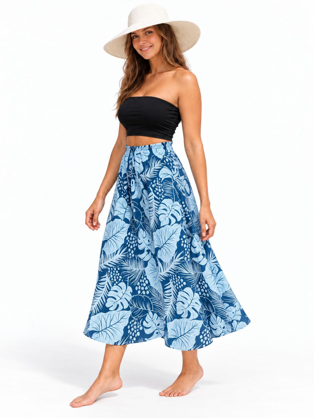 Indoblu - LLS - Ladies Flowy Skirt - Broad Leaf - Navy
