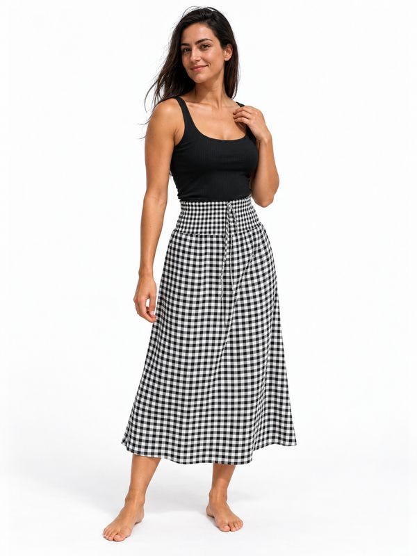 Indoblu - LLS - Ladies Flowy Skirt - Checks - Hitman